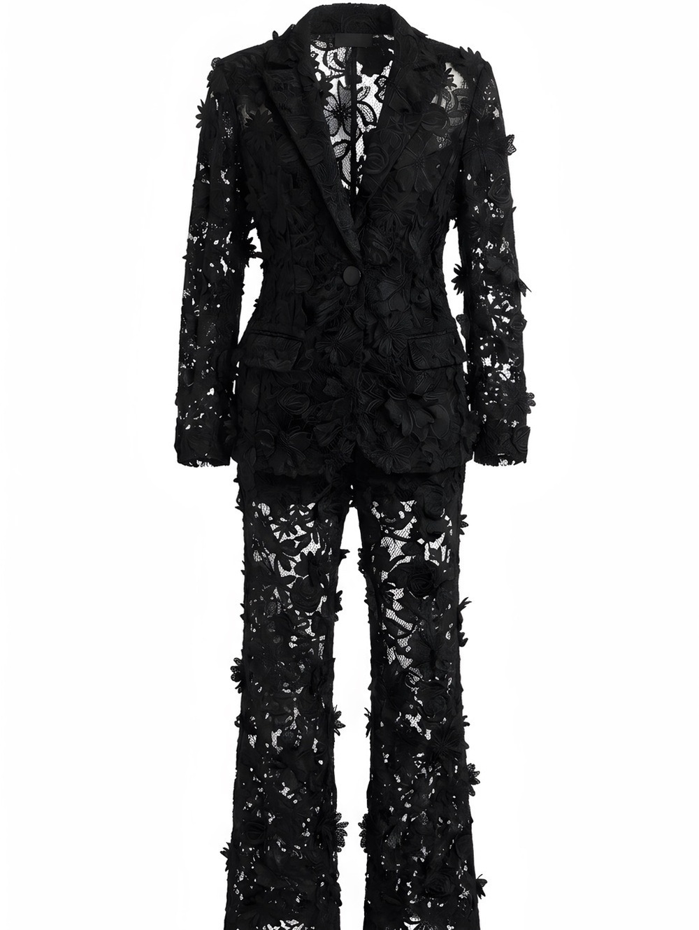 Nova Luxe Denise Black Floral Wedding Embroidered Blazer and Pants